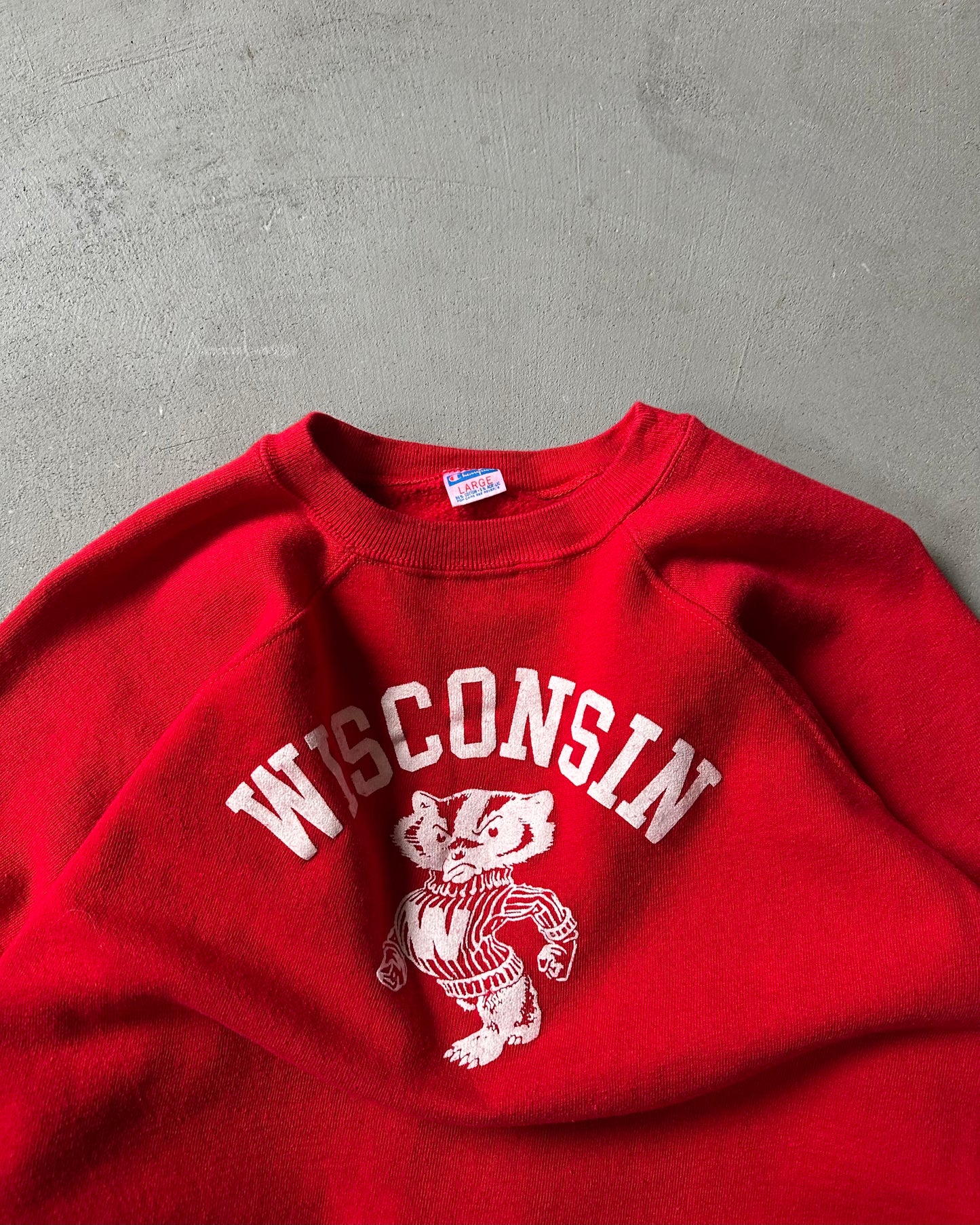 Années 1970 - Sweat-shirt ras-du-cou rouge Wisconsin Champion - S