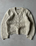 1980s - Grey Wool Cableknit Cropped Sweater - S/M