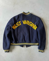 1980s - Distressed Navy/Yellow West Virginia Varsity Jacket - M