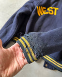 1980s - Distressed Navy/Yellow West Virginia Varsity Jacket - M