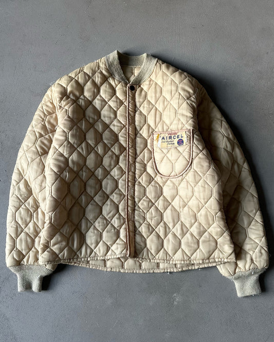 1960s - Distressed Cream Duxbak Quilted Liner - XS