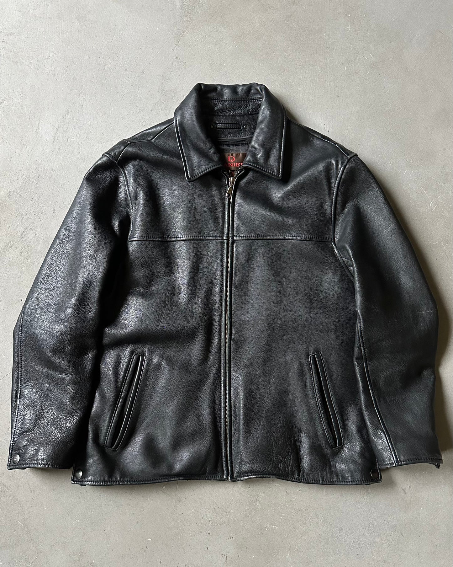 Années 2000 - Blouson en cuir noir - T. L