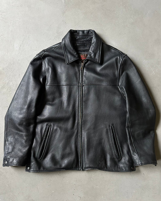 Années 2000 - Blouson en cuir noir - T. L