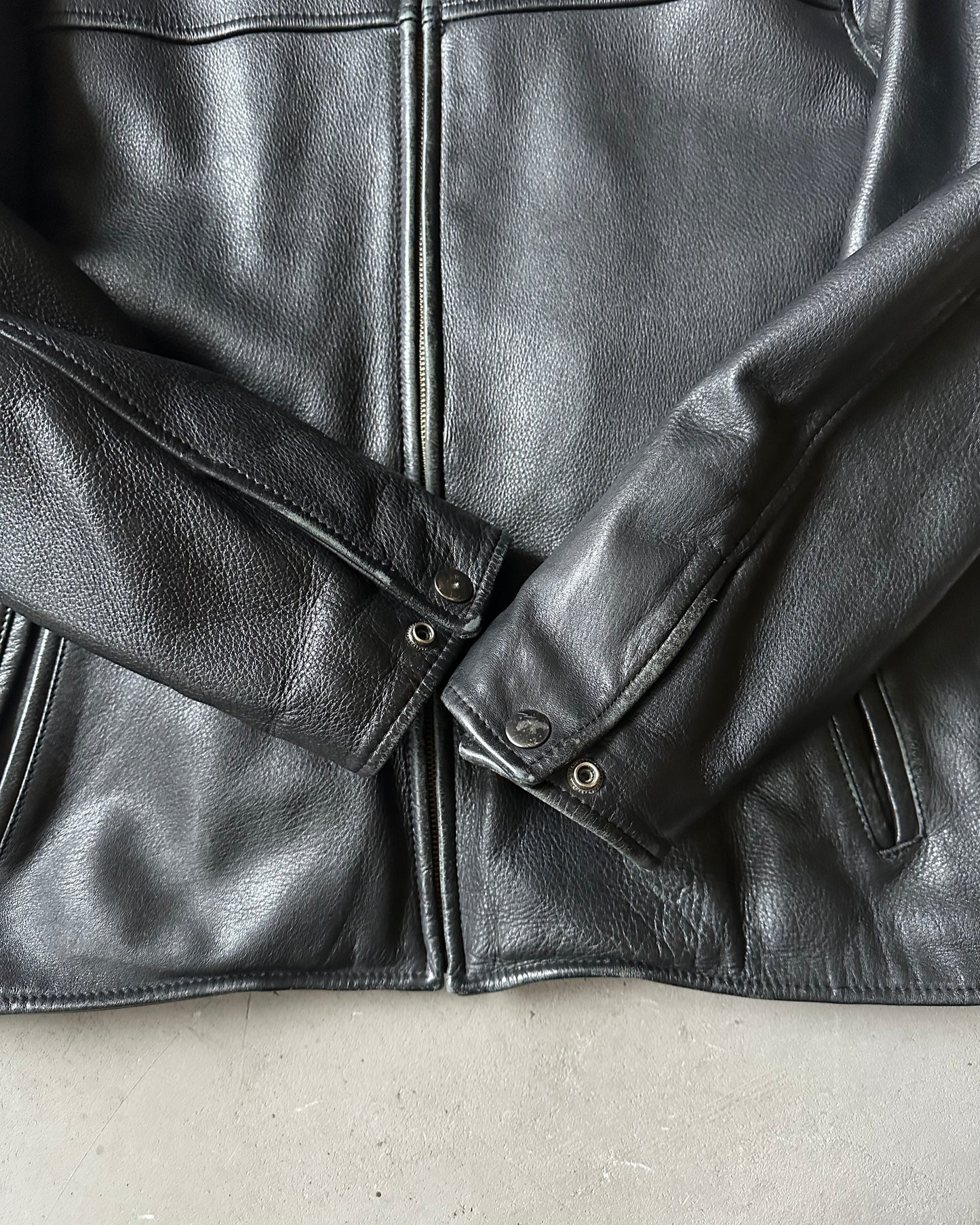 Années 2000 - Blouson en cuir noir - T. L