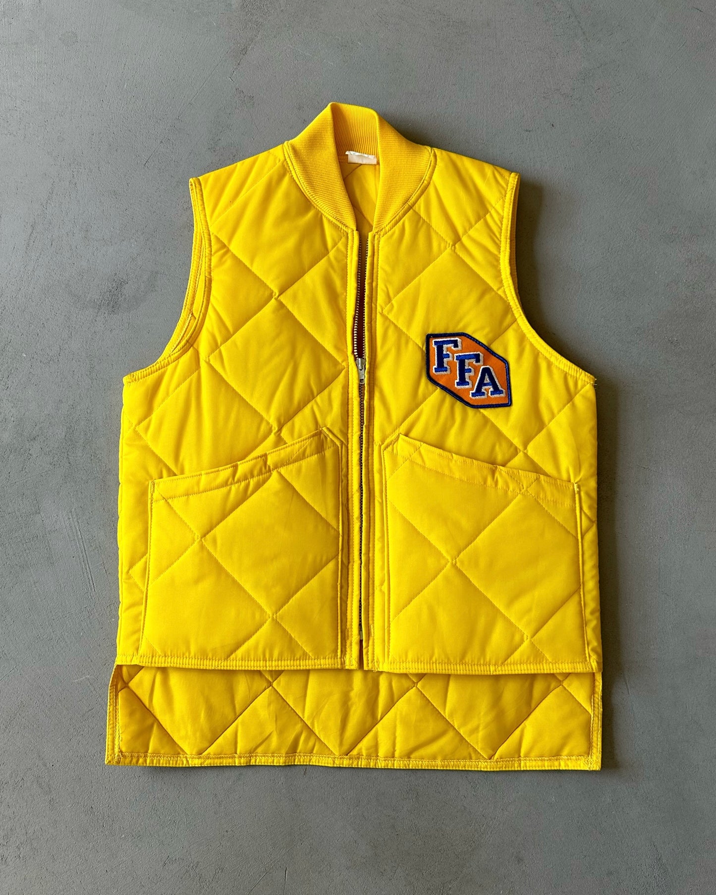 1970s - Yellow FFA Puffer Vest - S