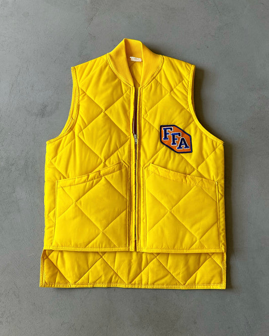 1970s - Yellow FFA Puffer Vest - S