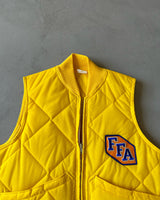 1970s - Yellow FFA Puffer Vest - S