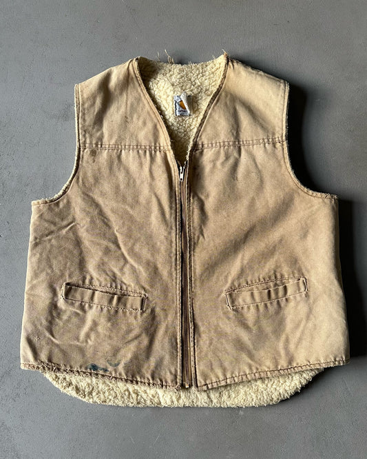 1980s - Distressed Tan Carhartt Vest - XL