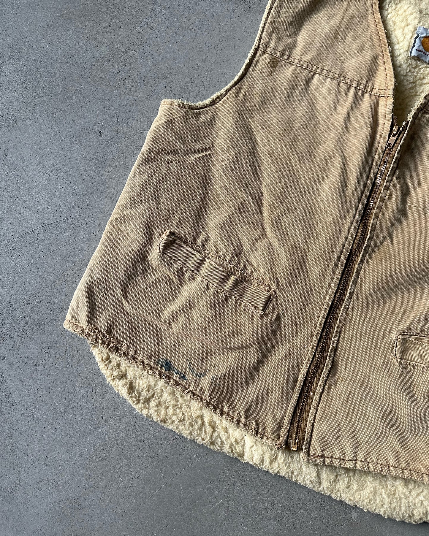 1980s - Distressed Tan Carhartt Vest - XL