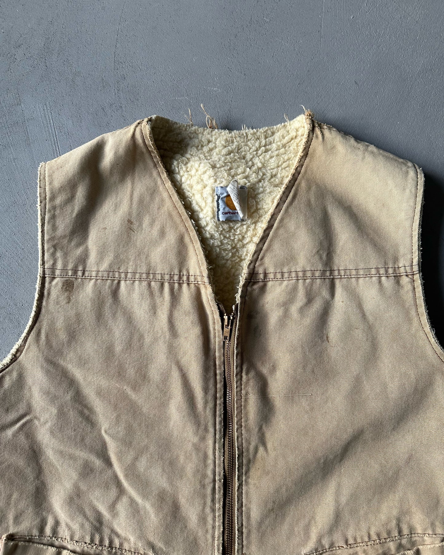 1980s - Distressed Tan Carhartt Vest - XL