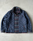 1990s - Navy/Red Reversible Plaid Quilted Jacket - L