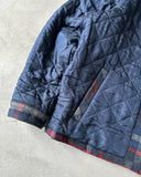 1990s - Navy/Red Reversible Plaid Quilted Jacket - L