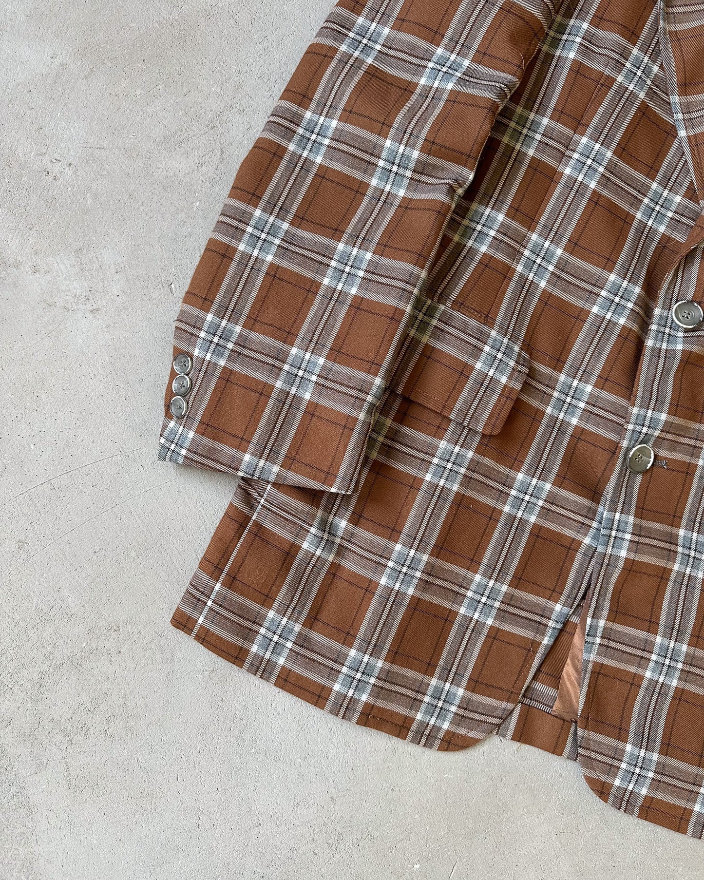 1980s - Brown/Blue Plaid Blazer - 41
