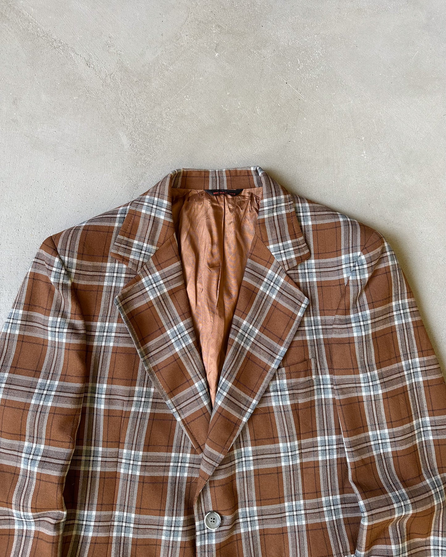 1980s - Brown/Blue Plaid Blazer - 41