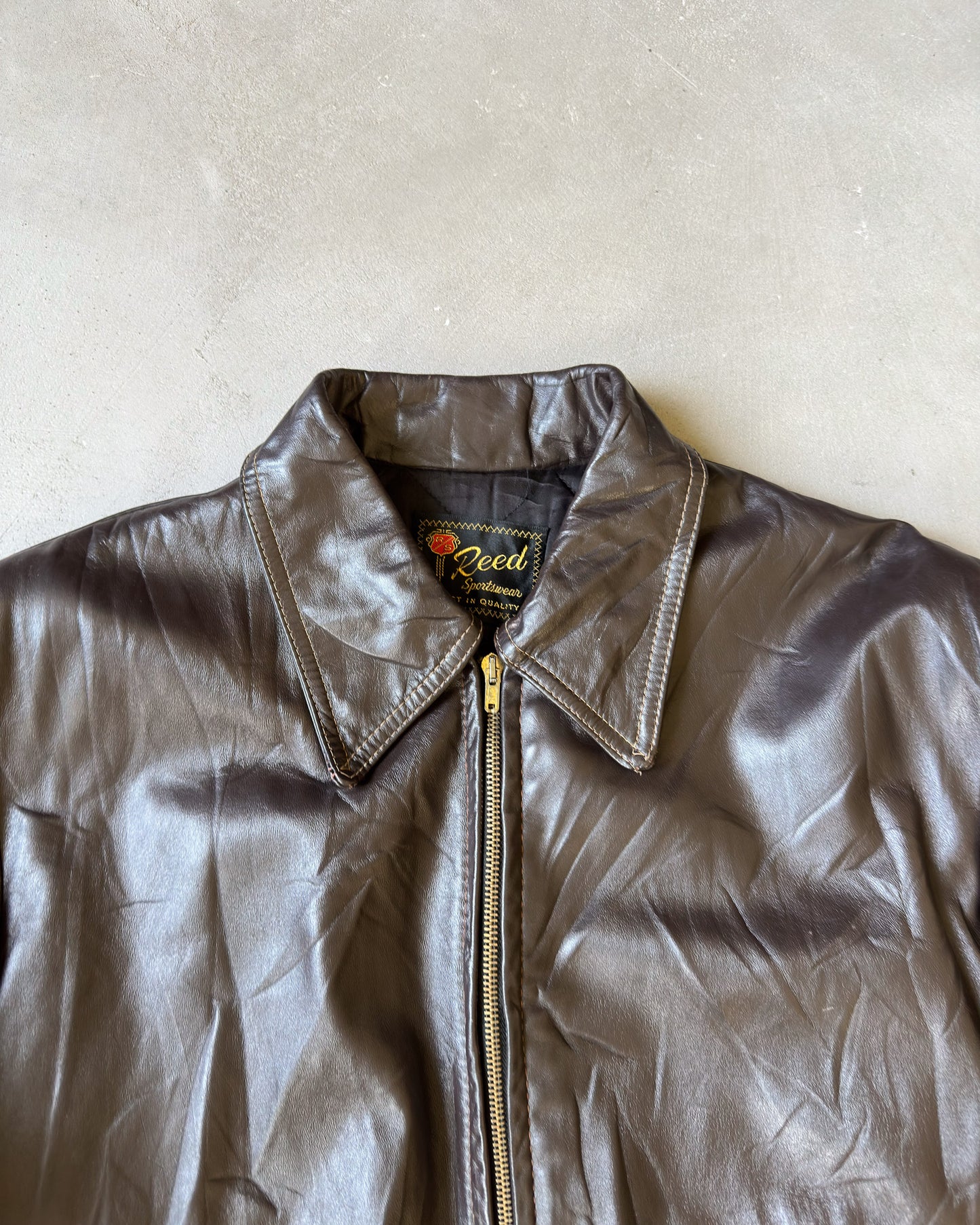 1980s - Dark Brown Reed Leather Jacket - M