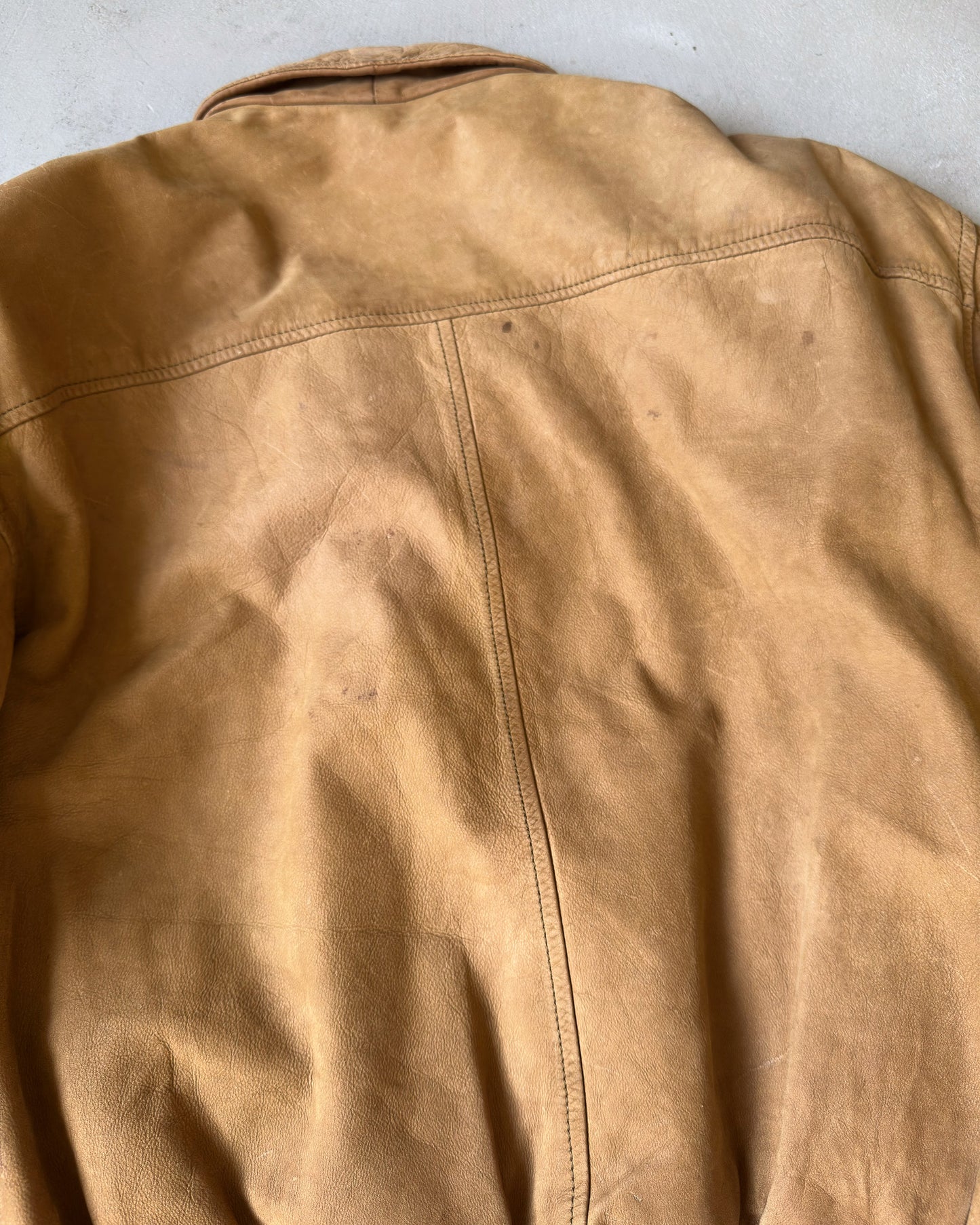 1990s - Light Brown Aviator Leather Jacket - S/M
