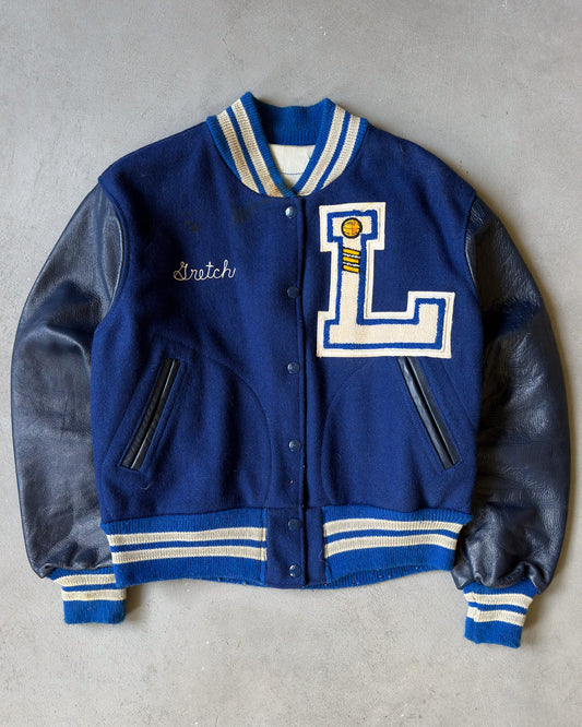 1970s - Distressed Blue/Black Gretch Varsity Jacket - XS/S