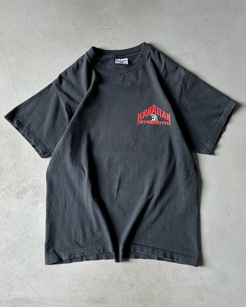 1990s - Faded Black Hawaiian Cropped T-Shirt - M