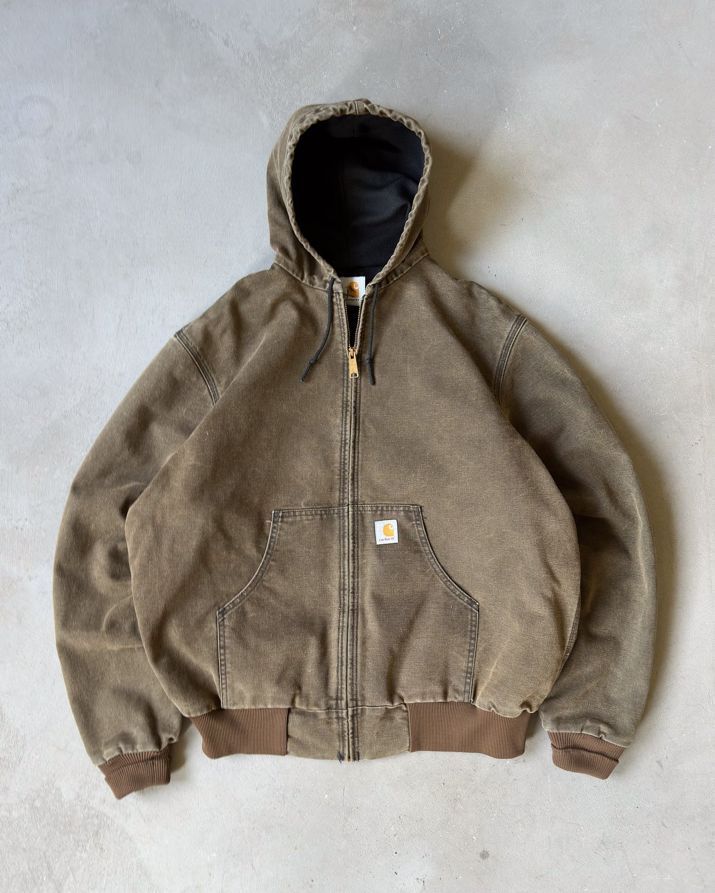 1990s - Faded Brown Carhartt Hooded Jacket - L/XL