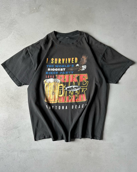 1990s - Faded Black Bike Week T-Shirt - XL/XXL