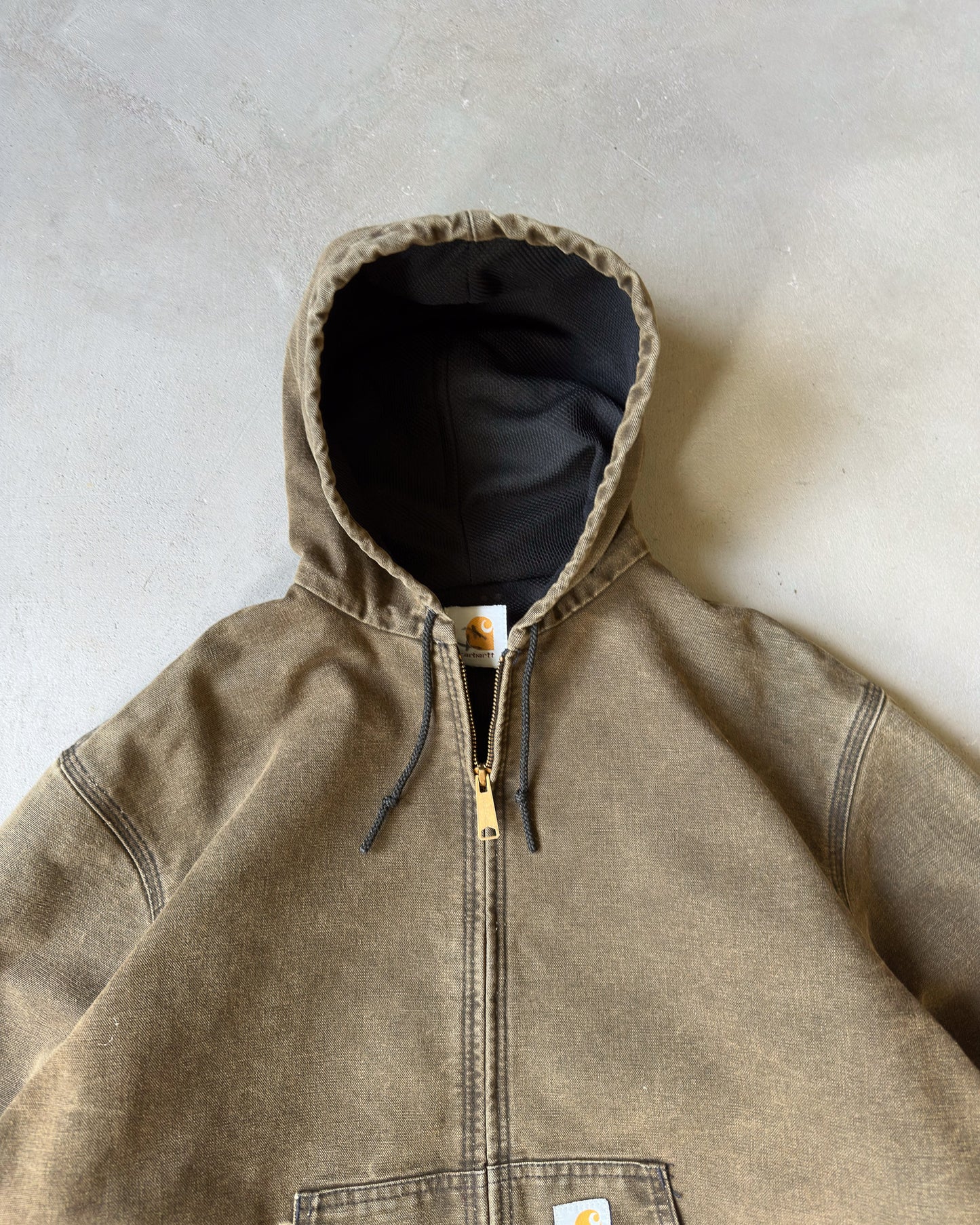1990s - Faded Brown Carhartt Hooded Jacket - L/XL