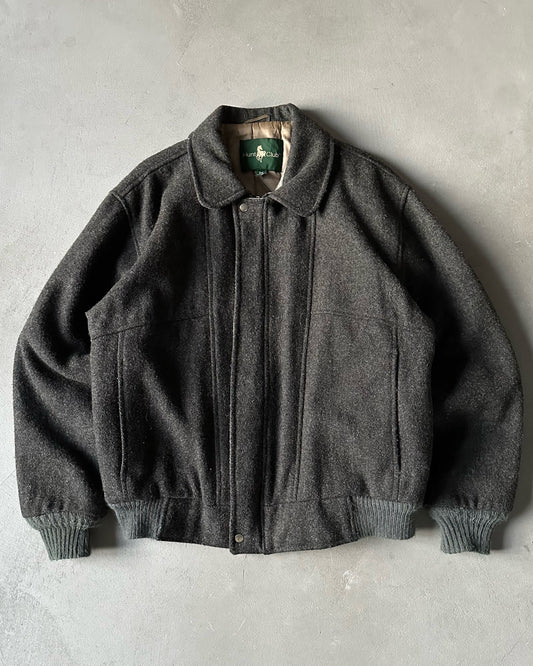 1990s - Charcoal Wool Bomber Jacket - M