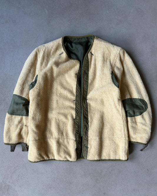 1970s - Beige/Green Reversible Military Liner - S/M