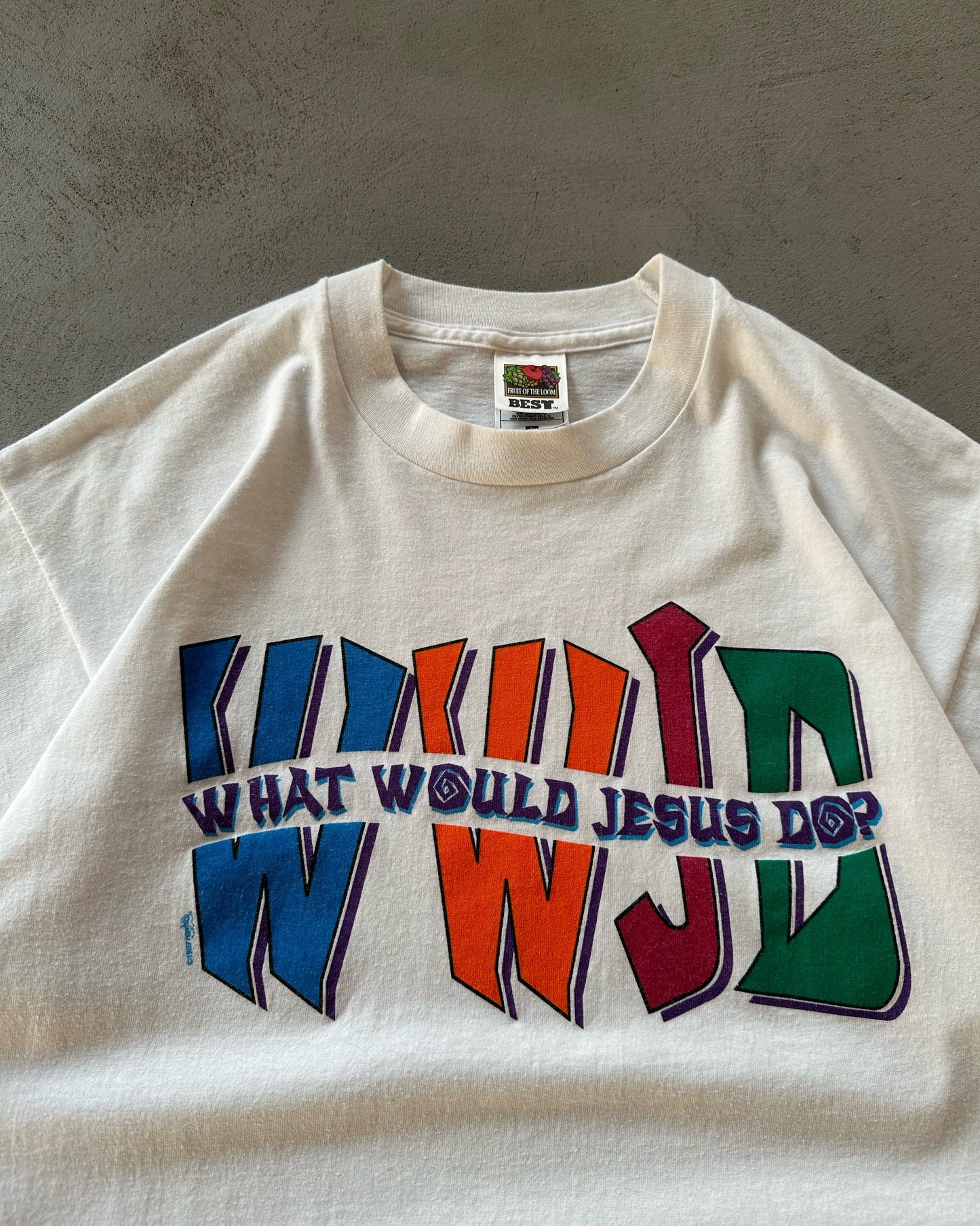 1990s - White "WWJD" T-Shirt - M