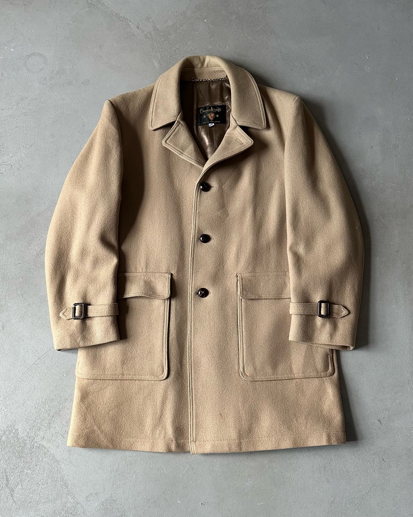 1980s - Tan Casualcraft Wool Coat - 42R