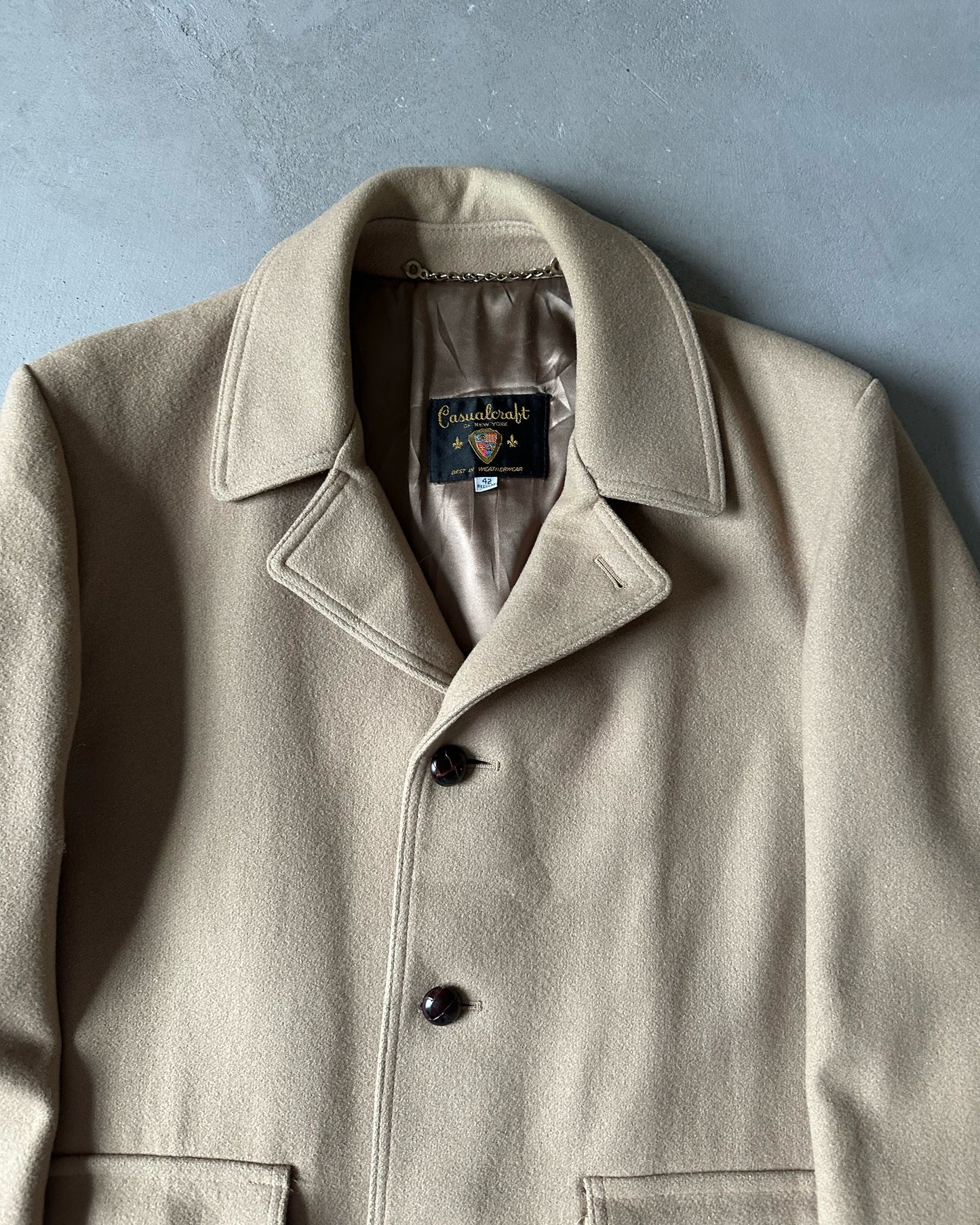 1980s - Tan Casualcraft Wool Coat - 42R