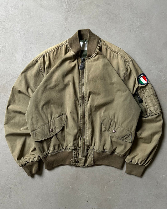 Années 1980 - Blouson aviateur italien vert kaki - XL