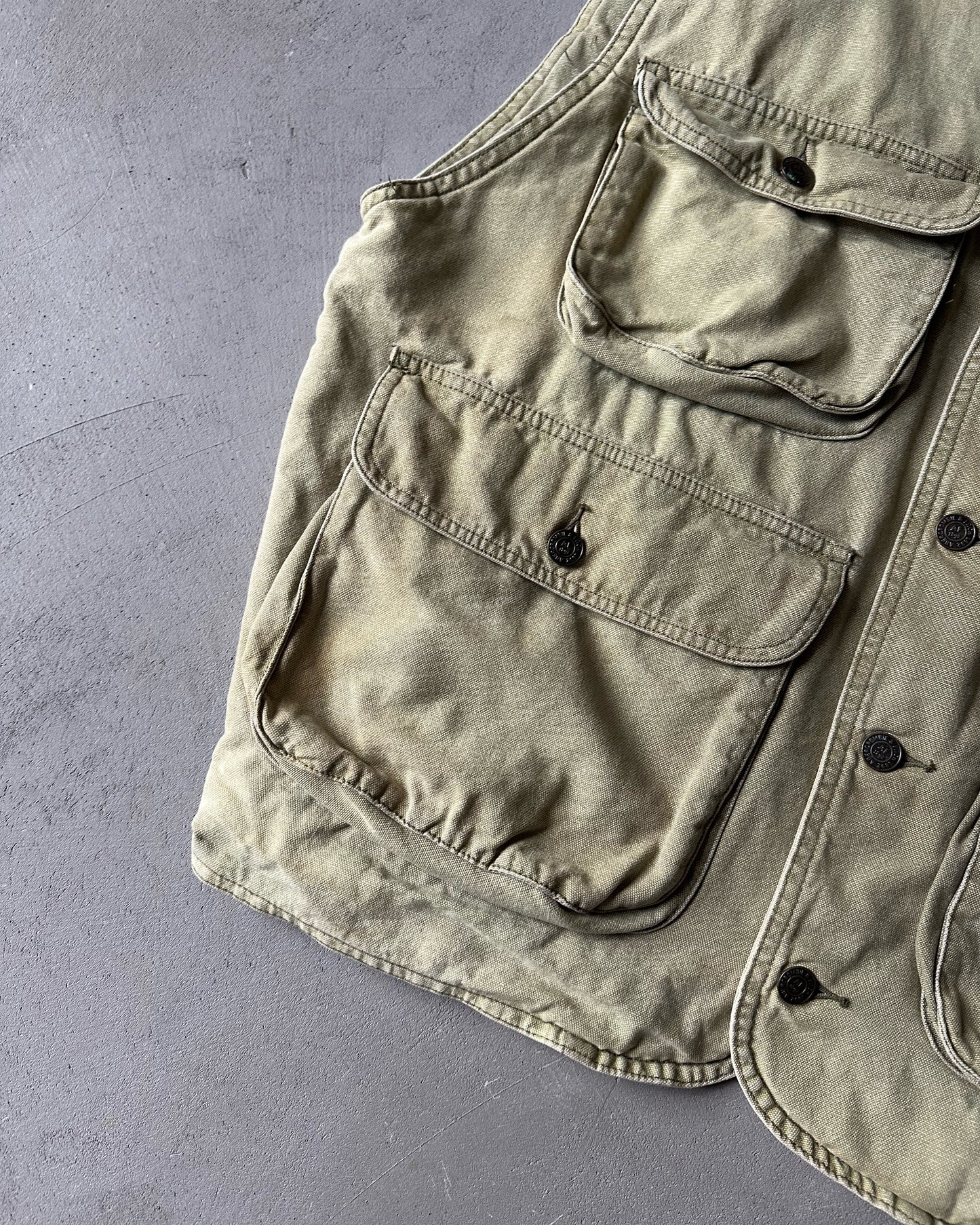 1990s - Sage Green Abercrombie Hunting Vest - M