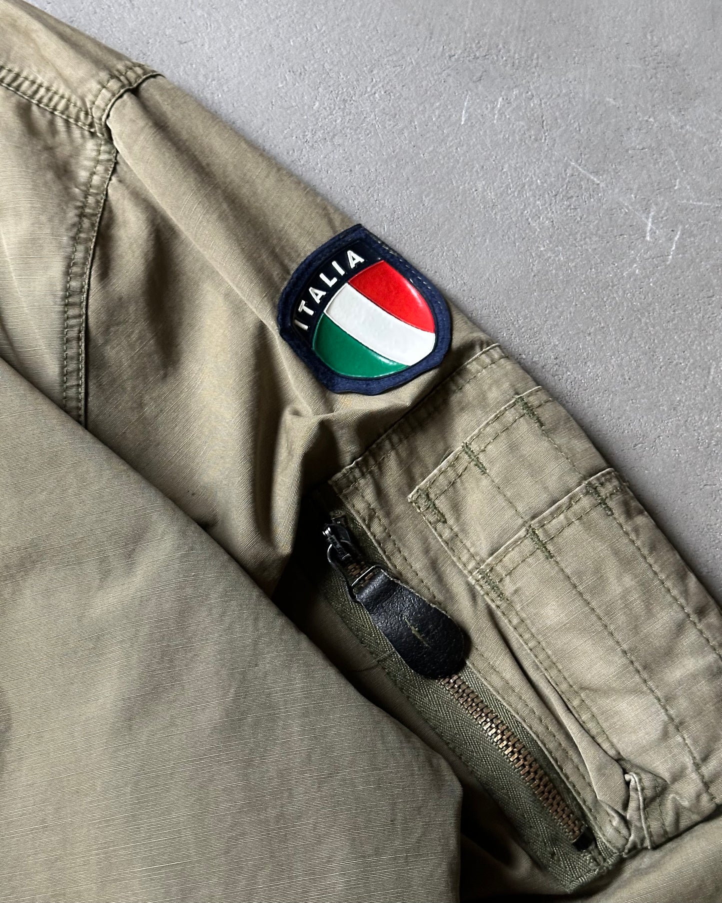 Années 1980 - Blouson aviateur italien vert kaki - XL