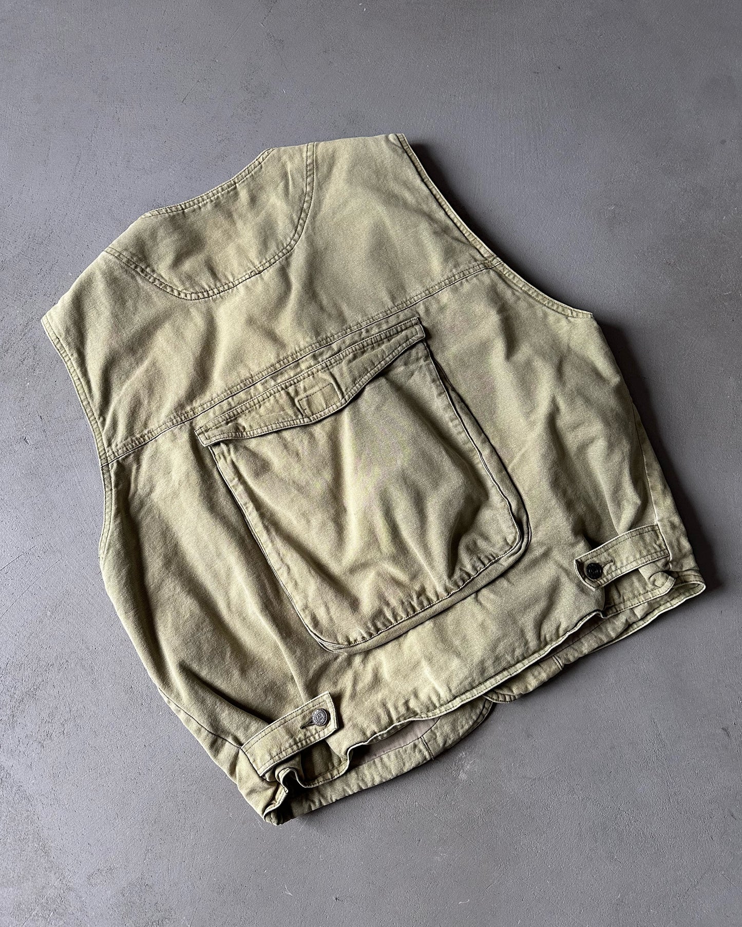 1990s - Sage Green Abercrombie Hunting Vest - M