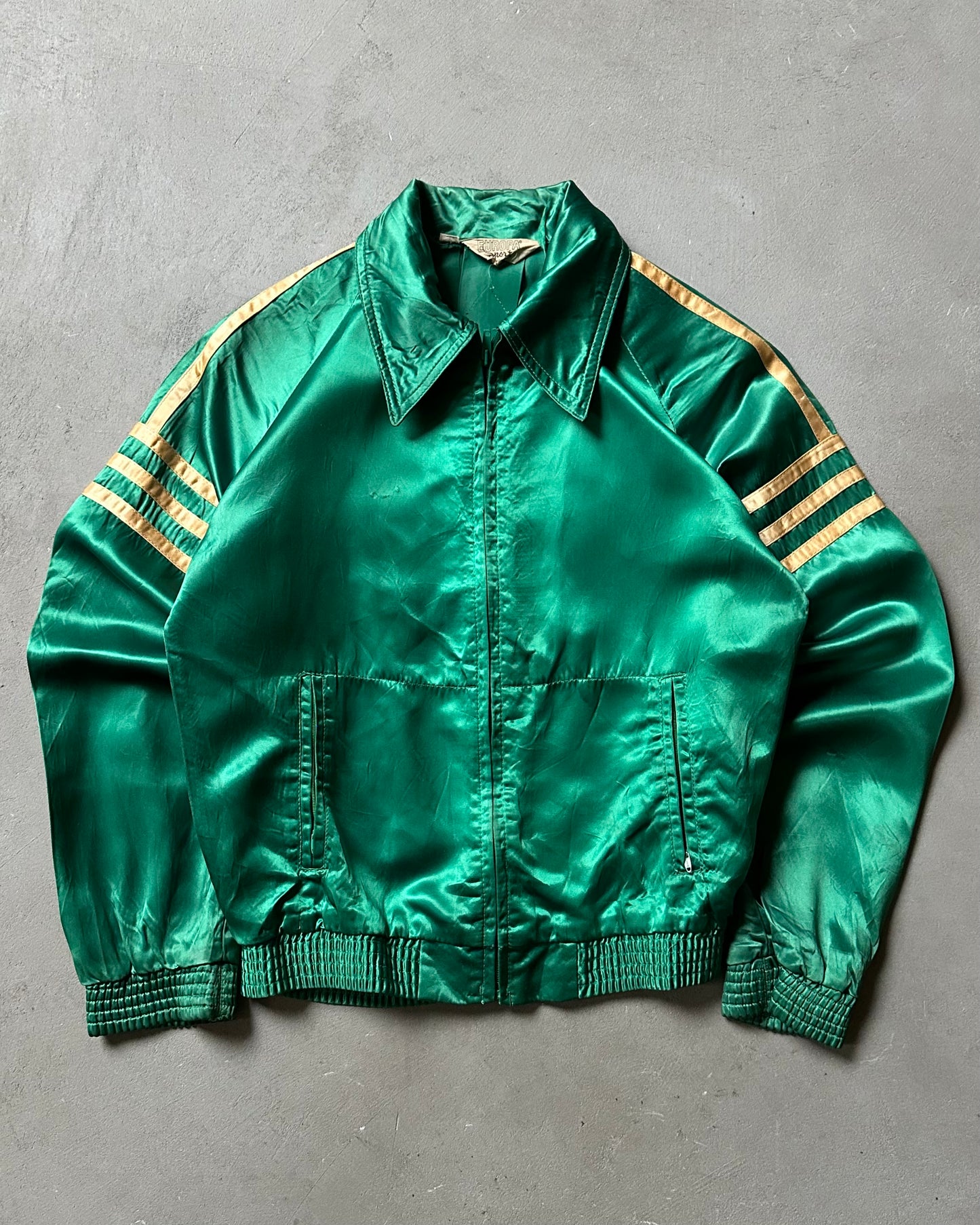1960s - Green Satin Bomber Jacket - XS