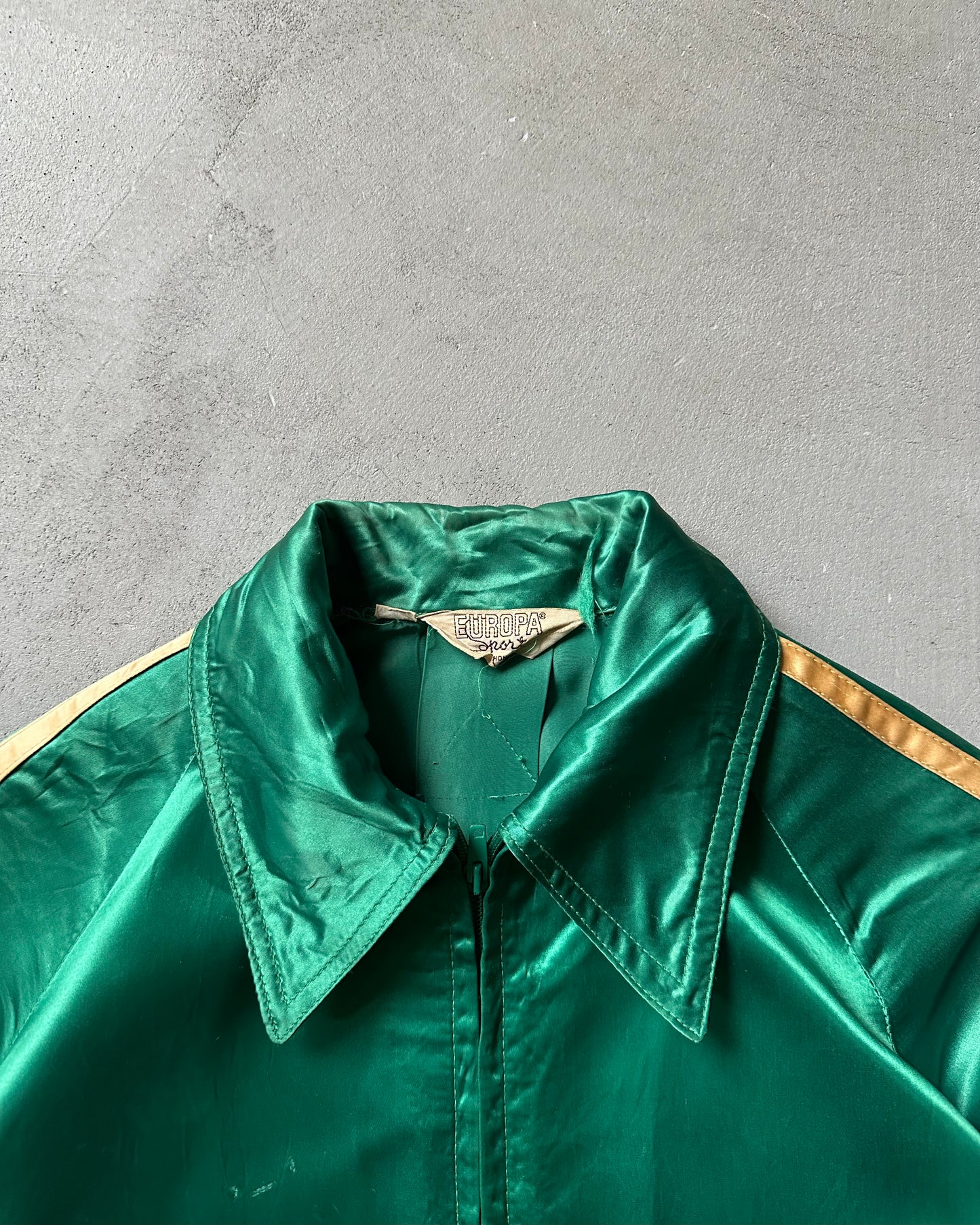 1960s - Green Satin Bomber Jacket - XS