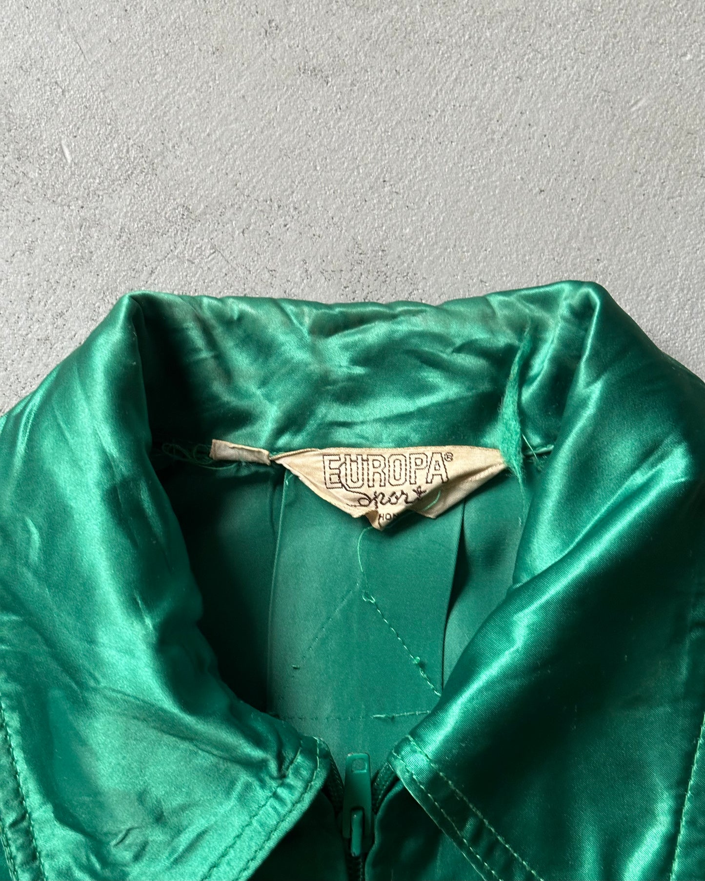 1960s - Green Satin Bomber Jacket - XS