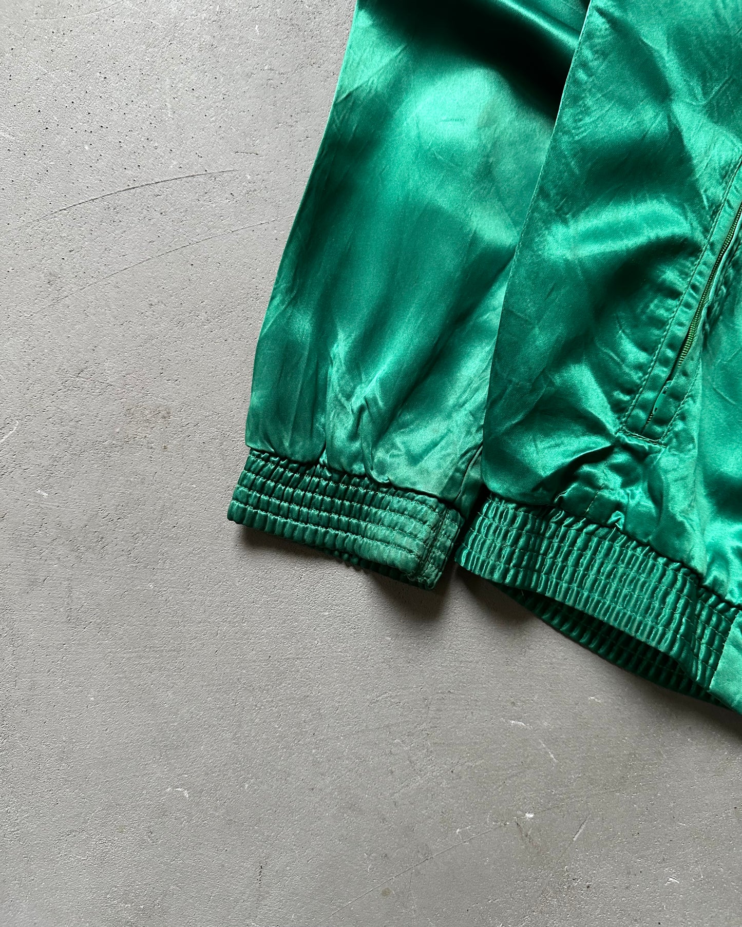 1960s - Green Satin Bomber Jacket - XS