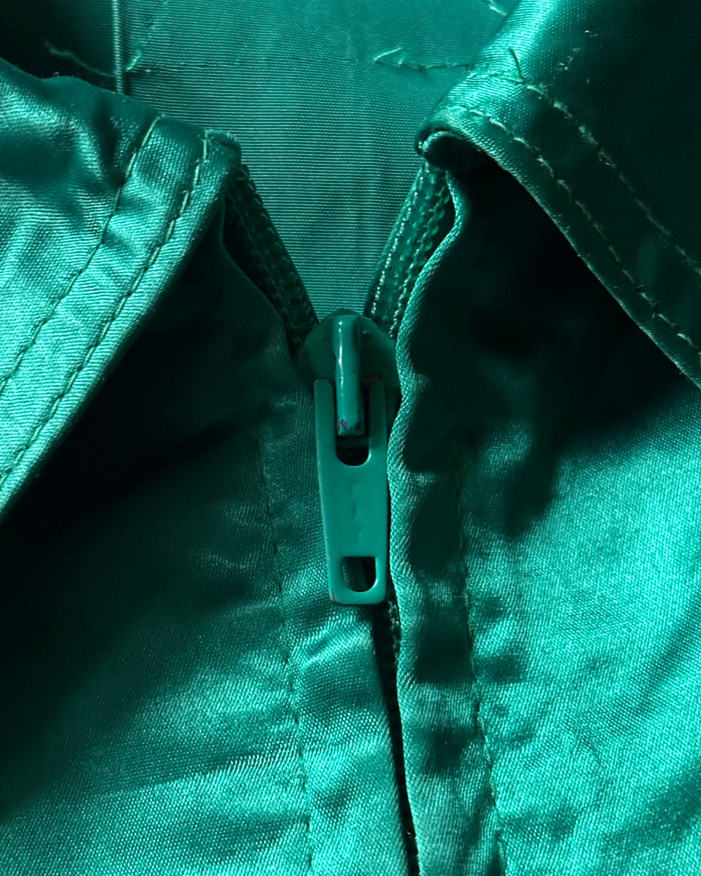 1960s - Green Satin Bomber Jacket - XS