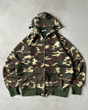 1980s - Distressed Camo Thermal Lined Light Hoodie - M/L