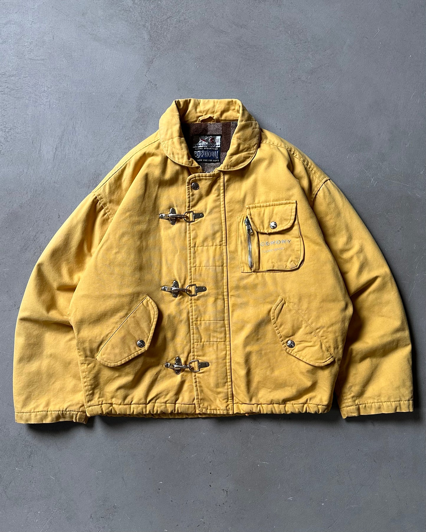 Années 90 - Veste de pompier matelassée jaune - L