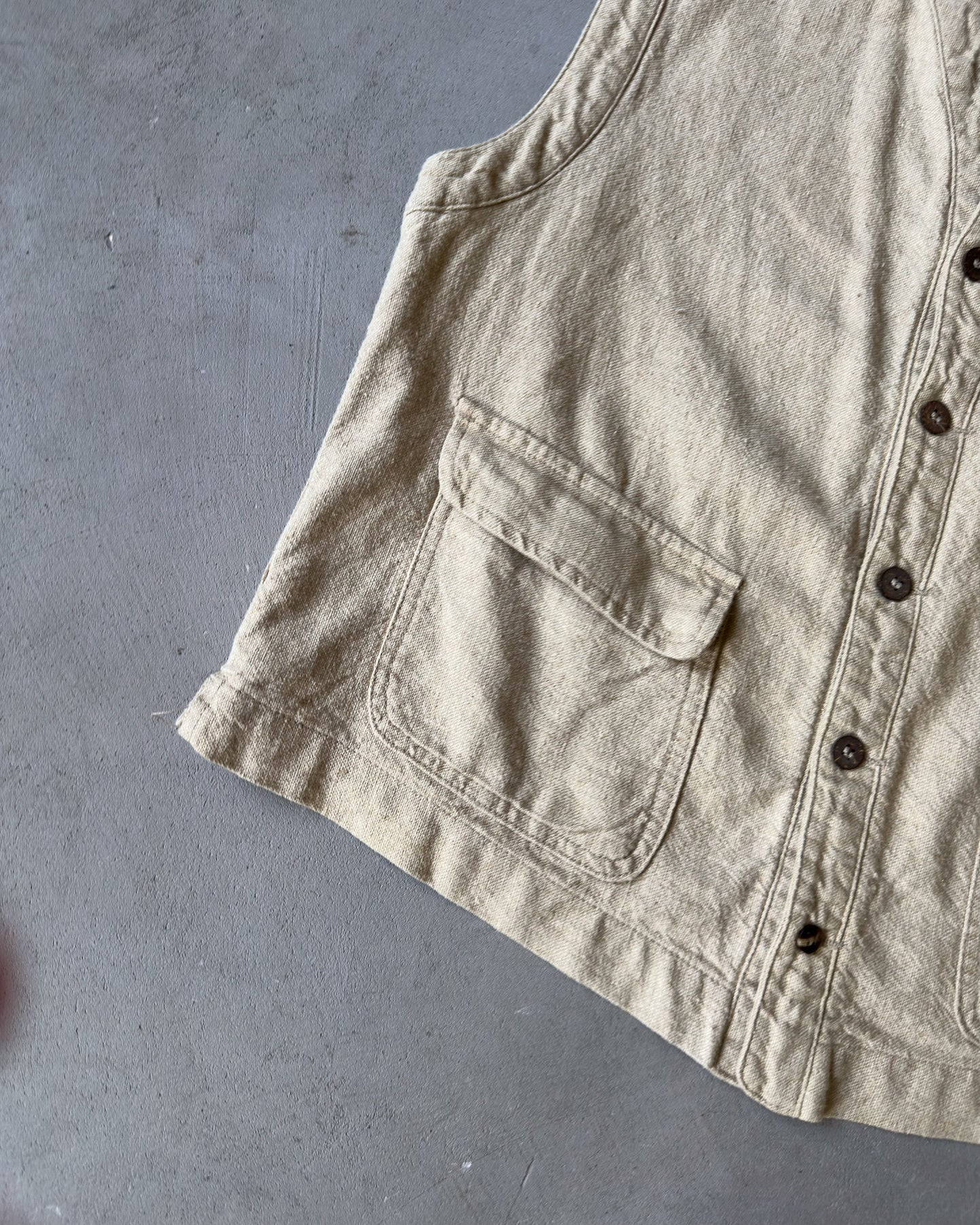 2000s - Beige Linen Vest - M