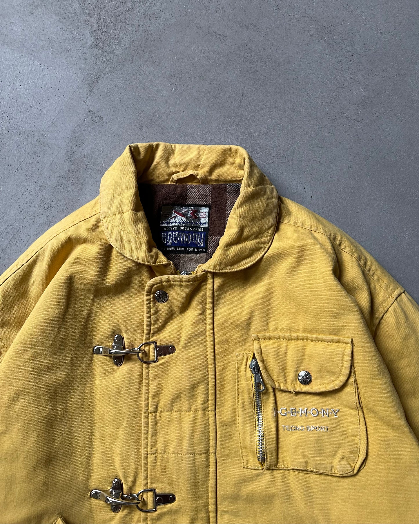 Années 90 - Veste de pompier matelassée jaune - L