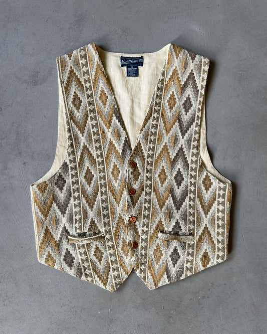 1990s - Beige Western Vest - M