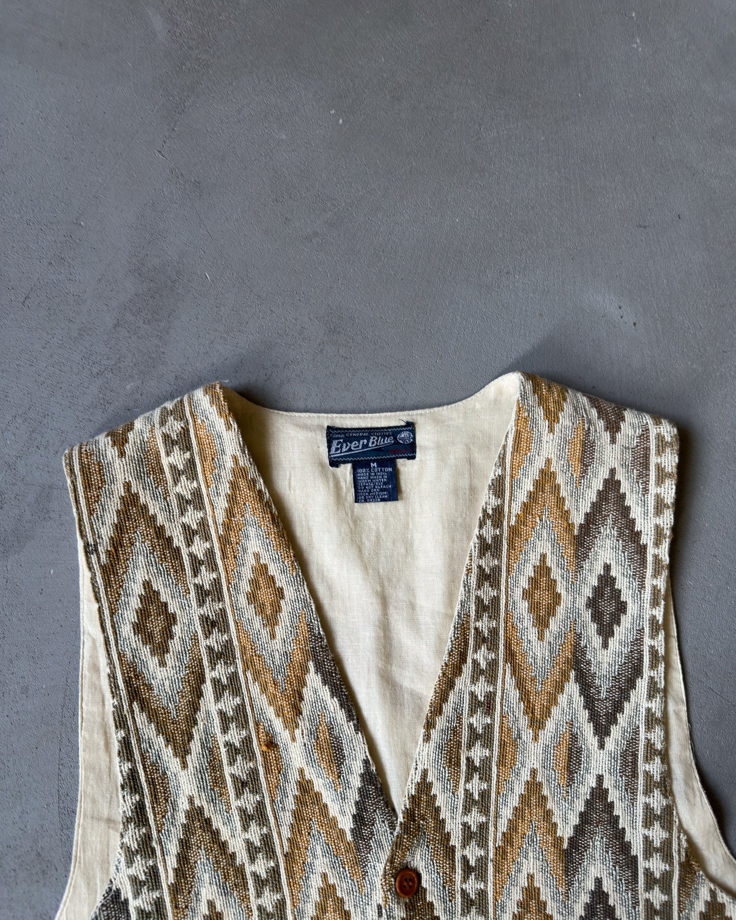 1990s - Beige Western Vest - M