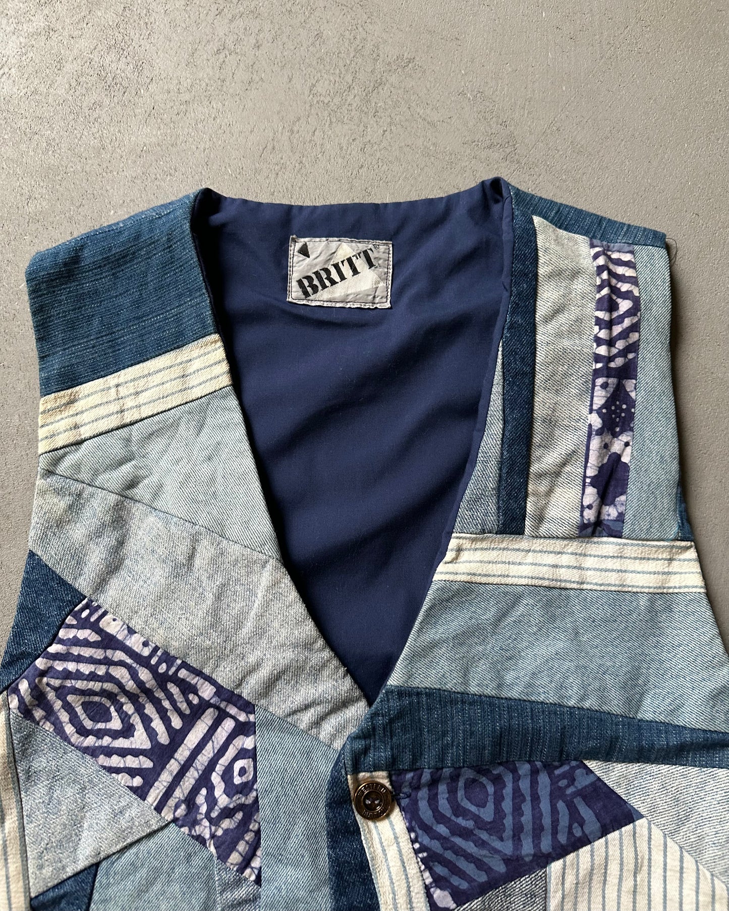 Années 80 - Gilet en jean patchwork - M