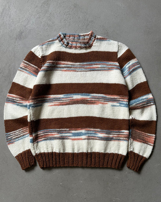 Années 80 - Pull marron/crème - (F)XXS
