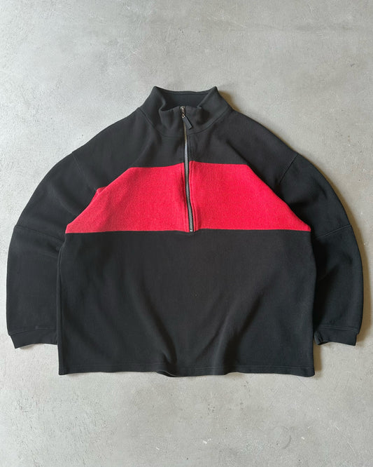 1990s - Black/Red Marlboro 1/4 Zip Sweatshirt - L