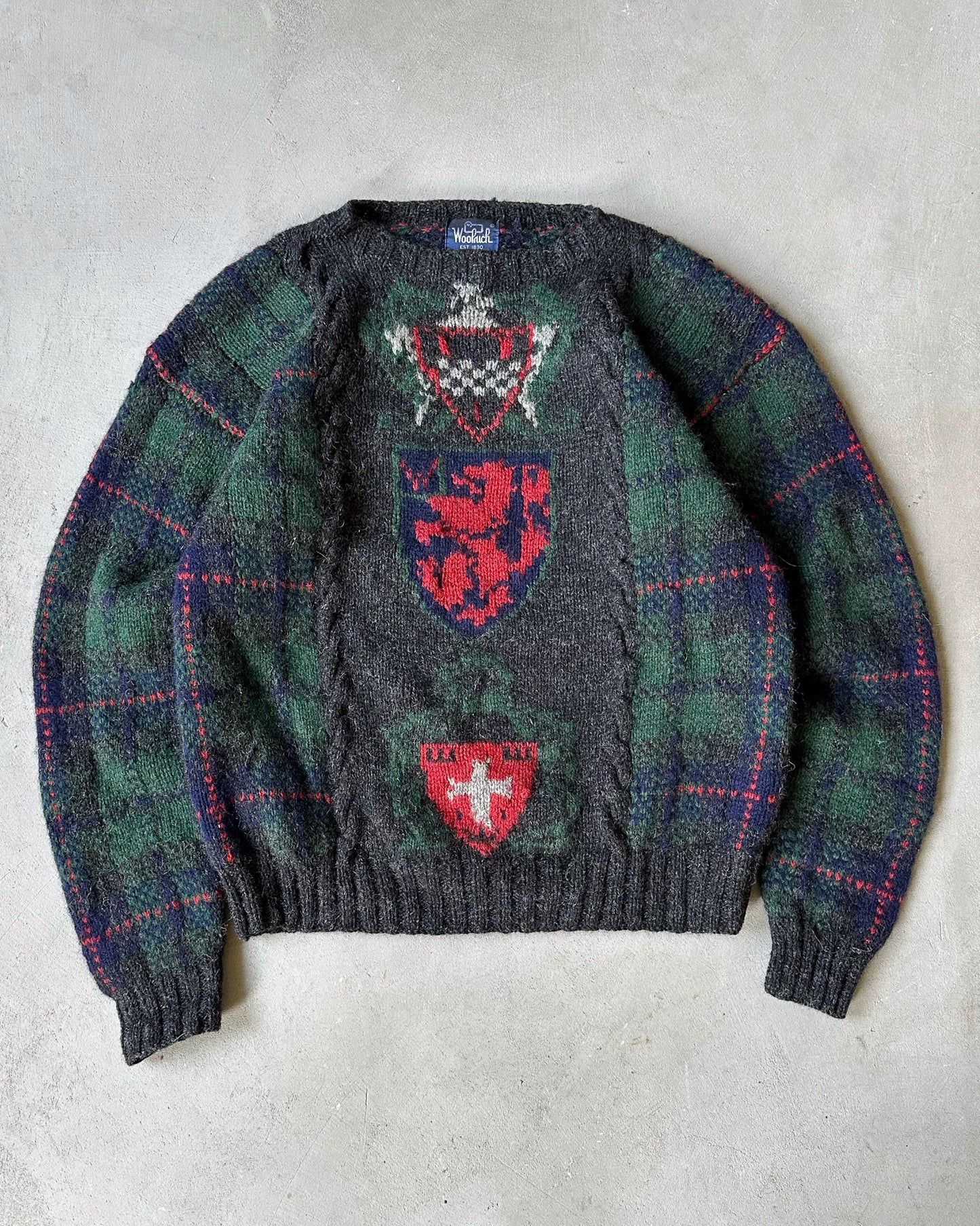 1990s - Green/Navy Woolrich Plaid Sweater - M