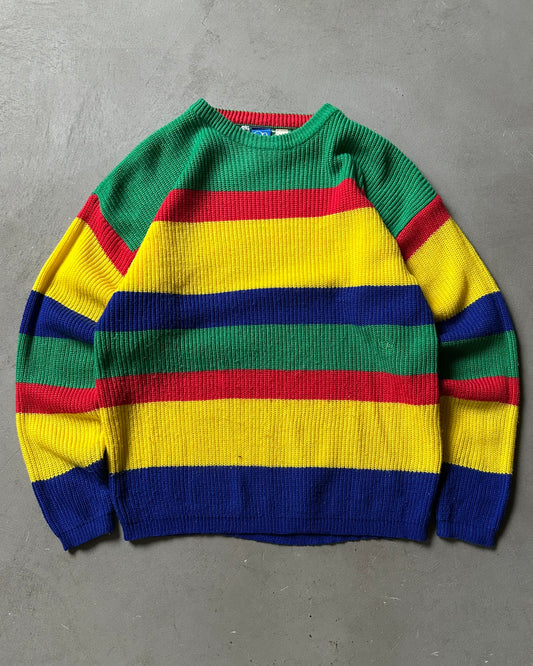 Années 80 - Pull OP Vert/Jaune - T L